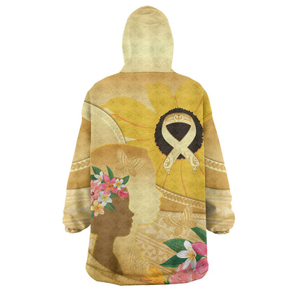 Polynesia Childhood Cancer Support Wearable Blanket Hoodie Be Bold Go Gold Polynesian Art