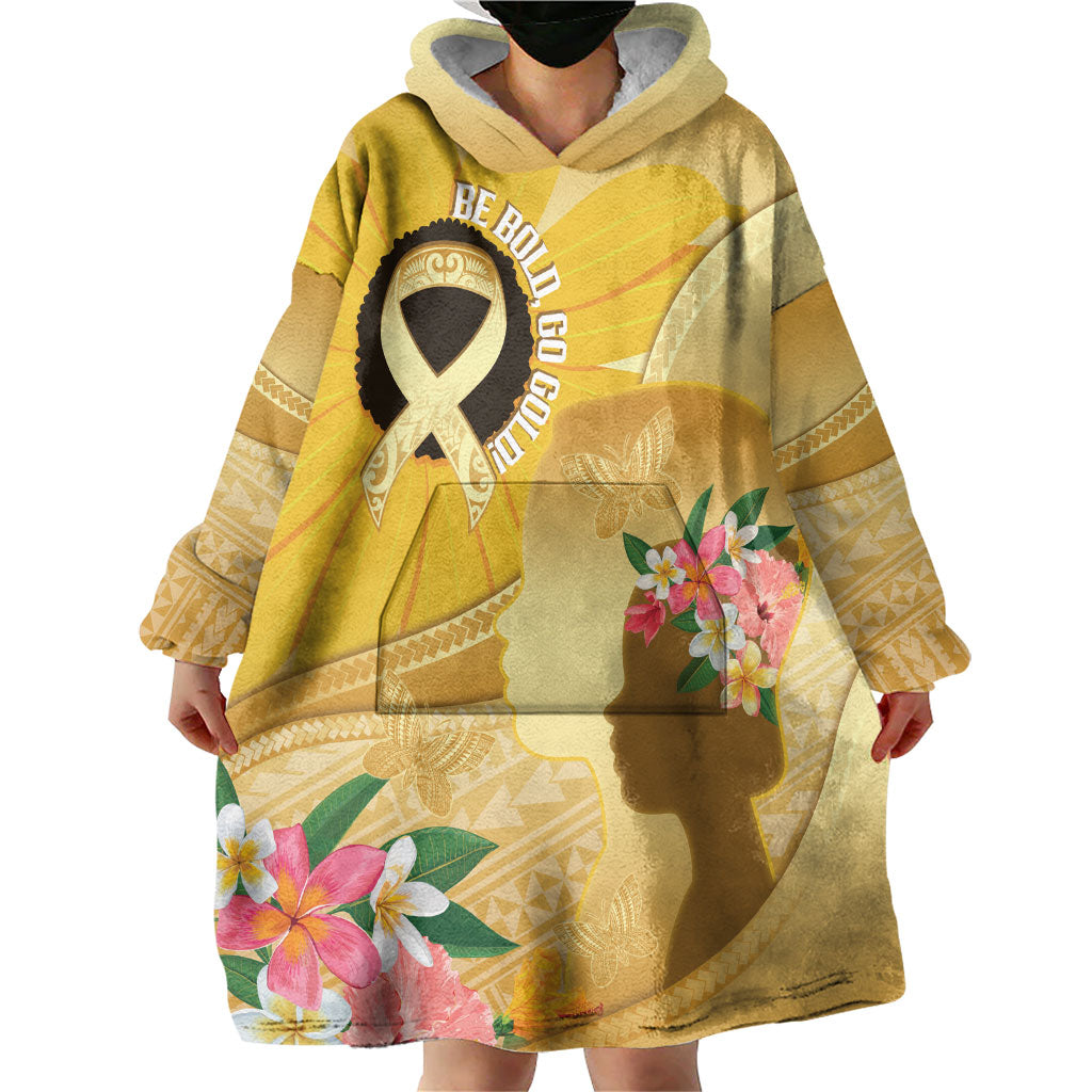 Polynesia Childhood Cancer Support Wearable Blanket Hoodie Be Bold Go Gold Polynesian Art