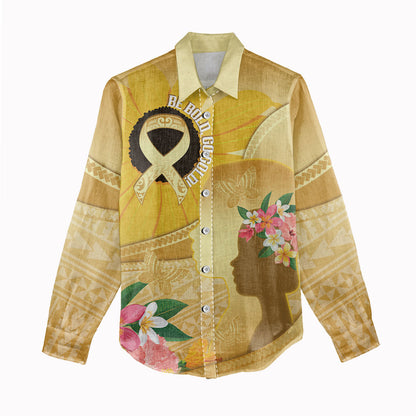 Polynesia Childhood Cancer Support Women Casual Shirt Be Bold Go Gold Polynesian Art