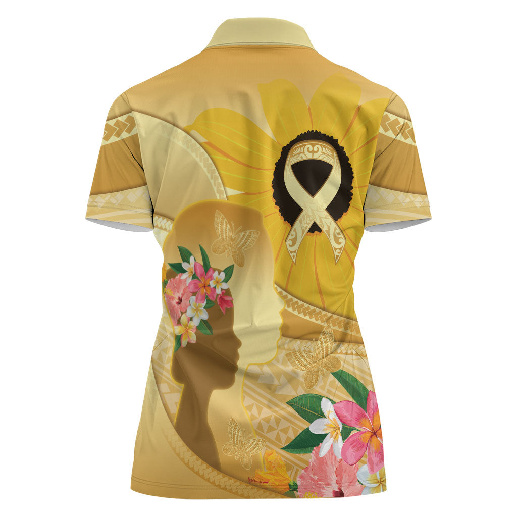 Polynesia Childhood Cancer Support Women Polo Shirt Be Bold Go Gold Polynesian Art
