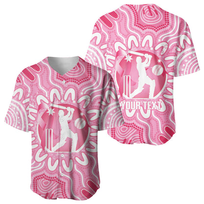 Australia Cricket Breast Cancer Personalised Baseball Jersey Pink Ribbon Aboriginal Art