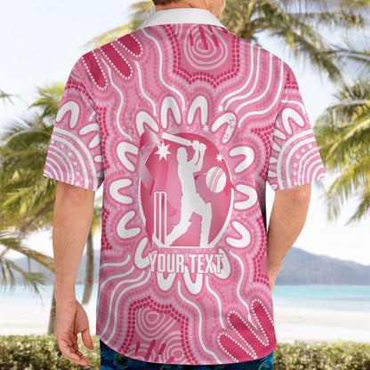 Australia Cricket Breast Cancer Personalised Hawaiian Shirt Pink Ribbon Aboriginal Art