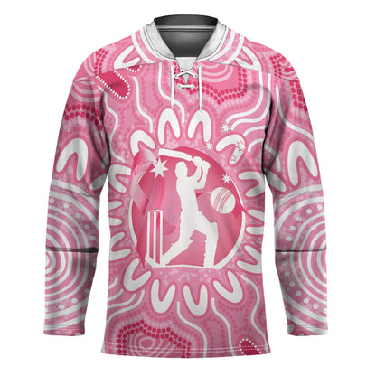 Australia Cricket Breast Cancer Personalised Hockey Jersey Pink Ribbon Aboriginal Art