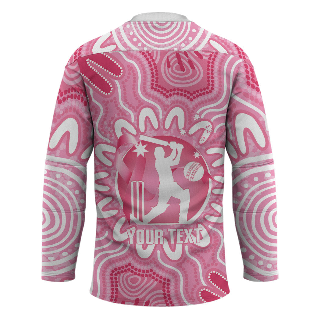 Australia Cricket Breast Cancer Personalised Hockey Jersey Pink Ribbon Aboriginal Art