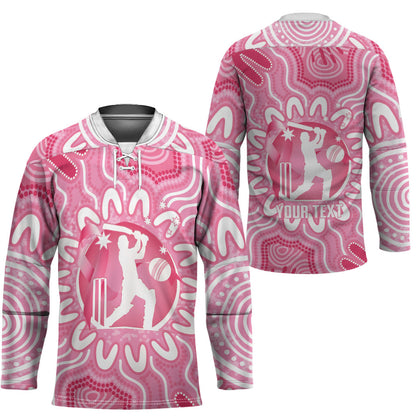 Australia Cricket Breast Cancer Personalised Hockey Jersey Pink Ribbon Aboriginal Art