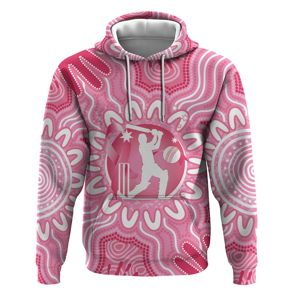 Australia Cricket Breast Cancer Personalised Hoodie Pink Ribbon Aboriginal Art