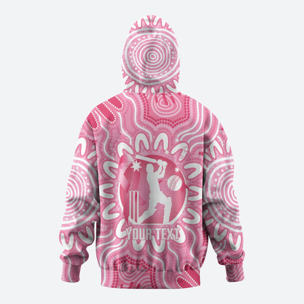Australia Cricket Breast Cancer Personalised Hoodie Pink Ribbon Aboriginal Art