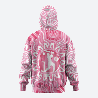 Australia Cricket Breast Cancer Personalised Hoodie Pink Ribbon Aboriginal Art