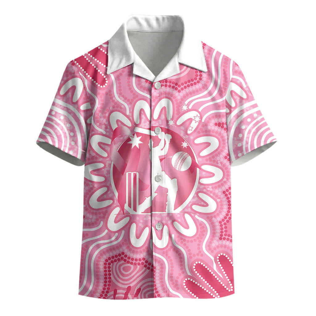 Australia Cricket Breast Cancer Personalised Kid Hawaiian Shirt Pink Ribbon Aboriginal Art