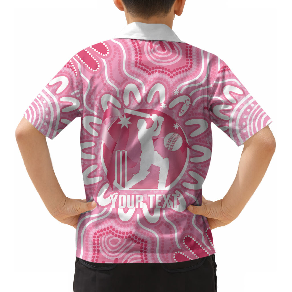 Australia Cricket Breast Cancer Personalised Kid Hawaiian Shirt Pink Ribbon Aboriginal Art