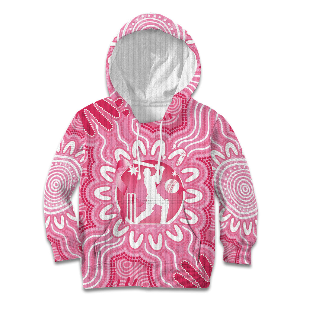 Australia Cricket Breast Cancer Personalised Kid Hoodie Pink Ribbon Aboriginal Art