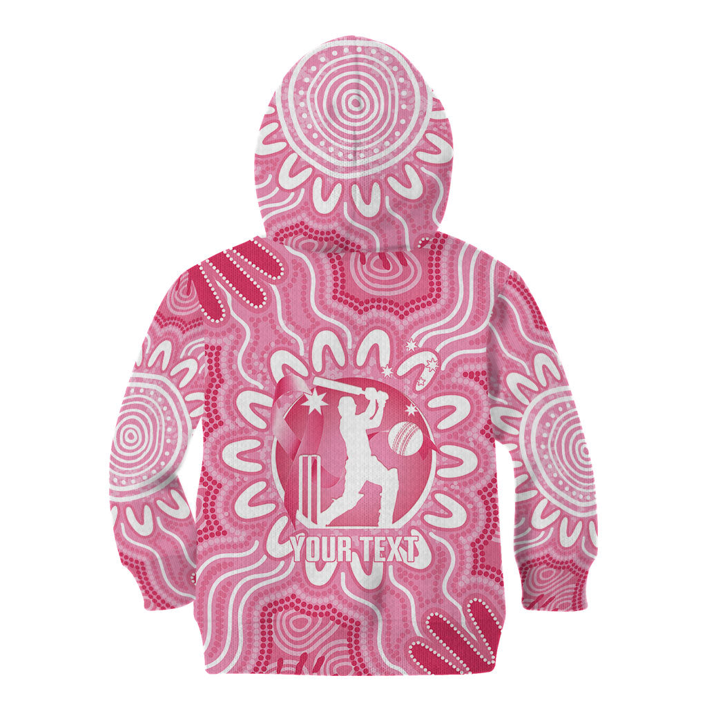 Australia Cricket Breast Cancer Personalised Kid Hoodie Pink Ribbon Aboriginal Art