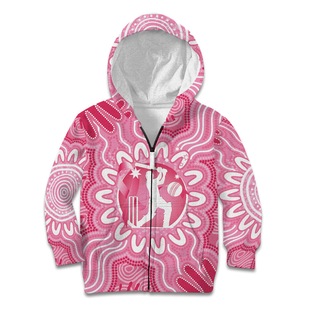 Australia Cricket Breast Cancer Personalised Kid Hoodie Pink Ribbon Aboriginal Art