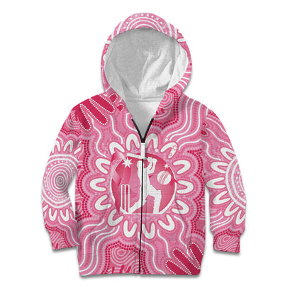 Australia Cricket Breast Cancer Personalised Kid Hoodie Pink Ribbon Aboriginal Art