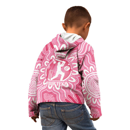 Australia Cricket Breast Cancer Personalised Kid Hoodie Pink Ribbon Aboriginal Art