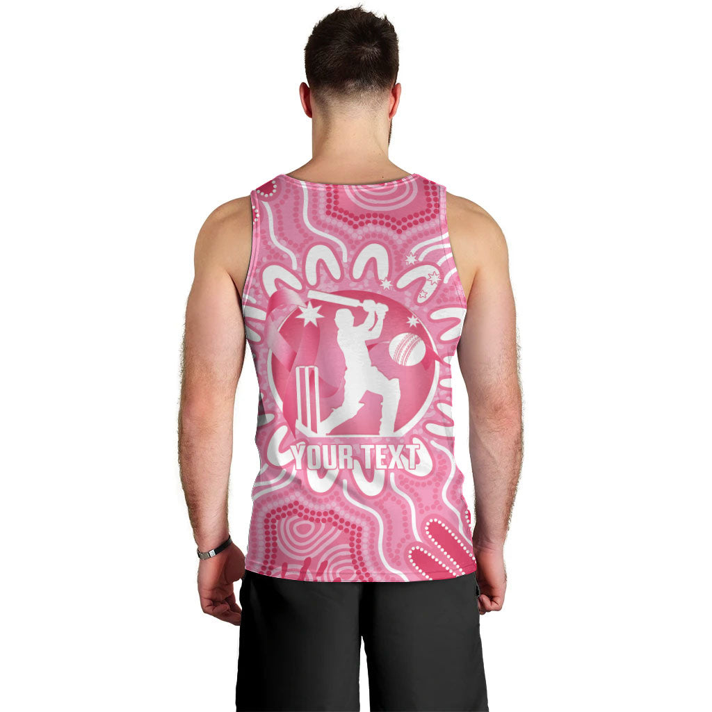 Australia Cricket Breast Cancer Personalised Men Tank Top Pink Ribbon Aboriginal Art