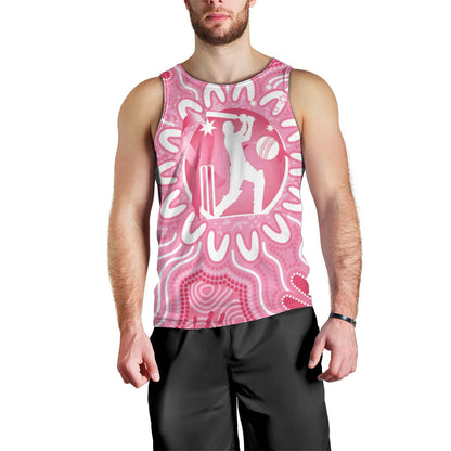 Australia Cricket Breast Cancer Personalised Men Tank Top Pink Ribbon Aboriginal Art