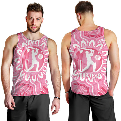 Australia Cricket Breast Cancer Personalised Men Tank Top Pink Ribbon Aboriginal Art