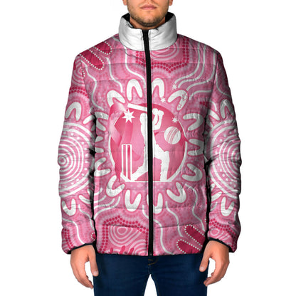 Australia Cricket Breast Cancer Personalised Padded Jacket Pink Ribbon Aboriginal Art