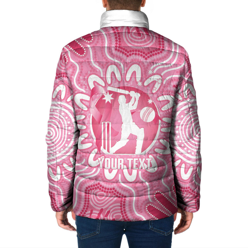 Australia Cricket Breast Cancer Personalised Padded Jacket Pink Ribbon Aboriginal Art