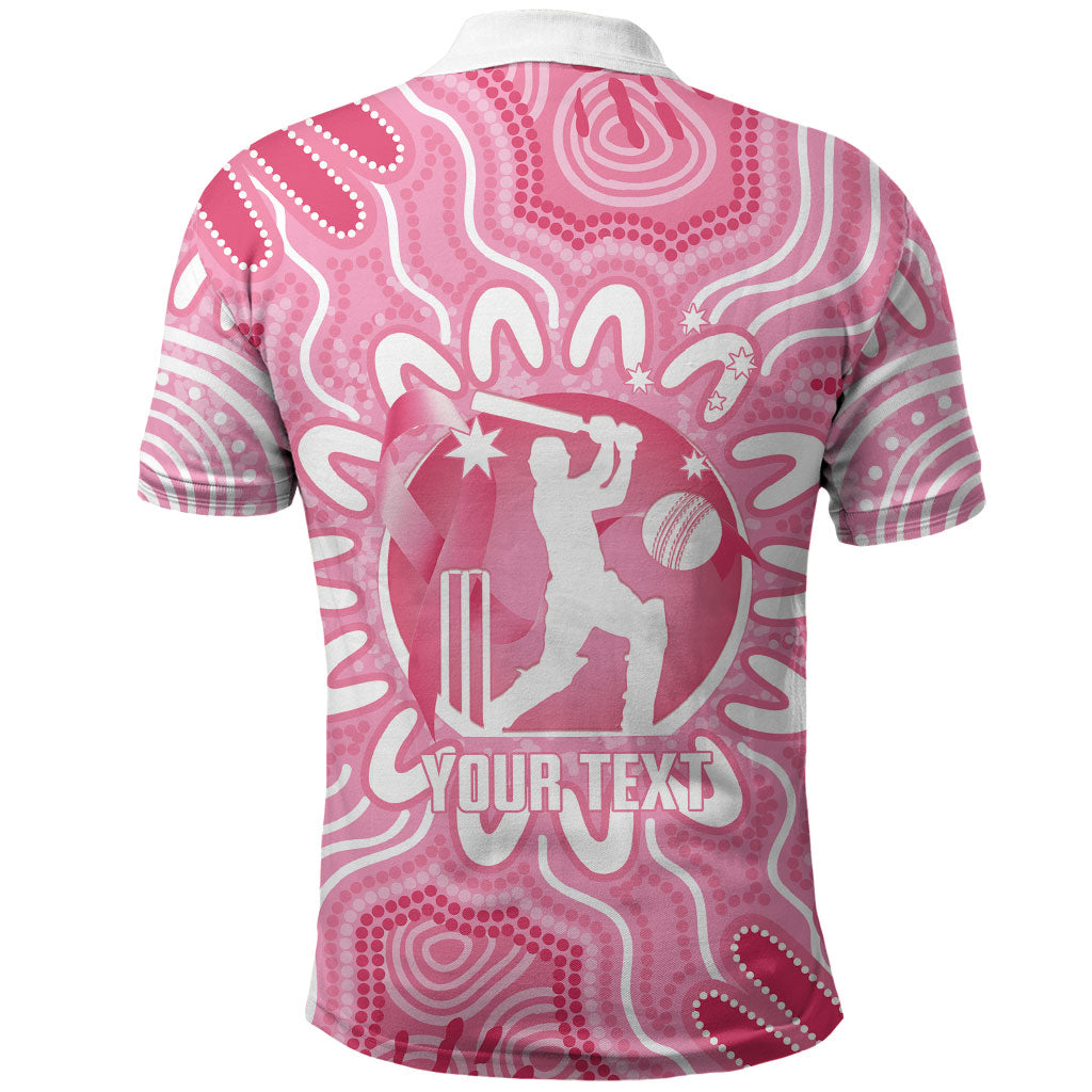 Australia Cricket Breast Cancer Personalised Polo Shirt Pink Ribbon Aboriginal Art