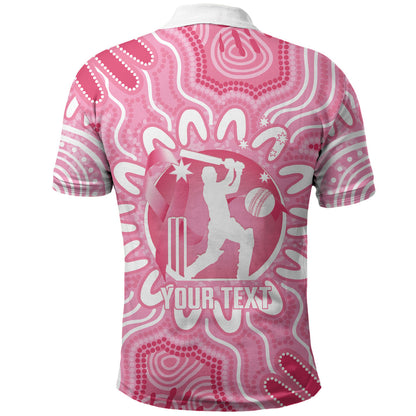 Australia Cricket Breast Cancer Personalised Polo Shirt Pink Ribbon Aboriginal Art