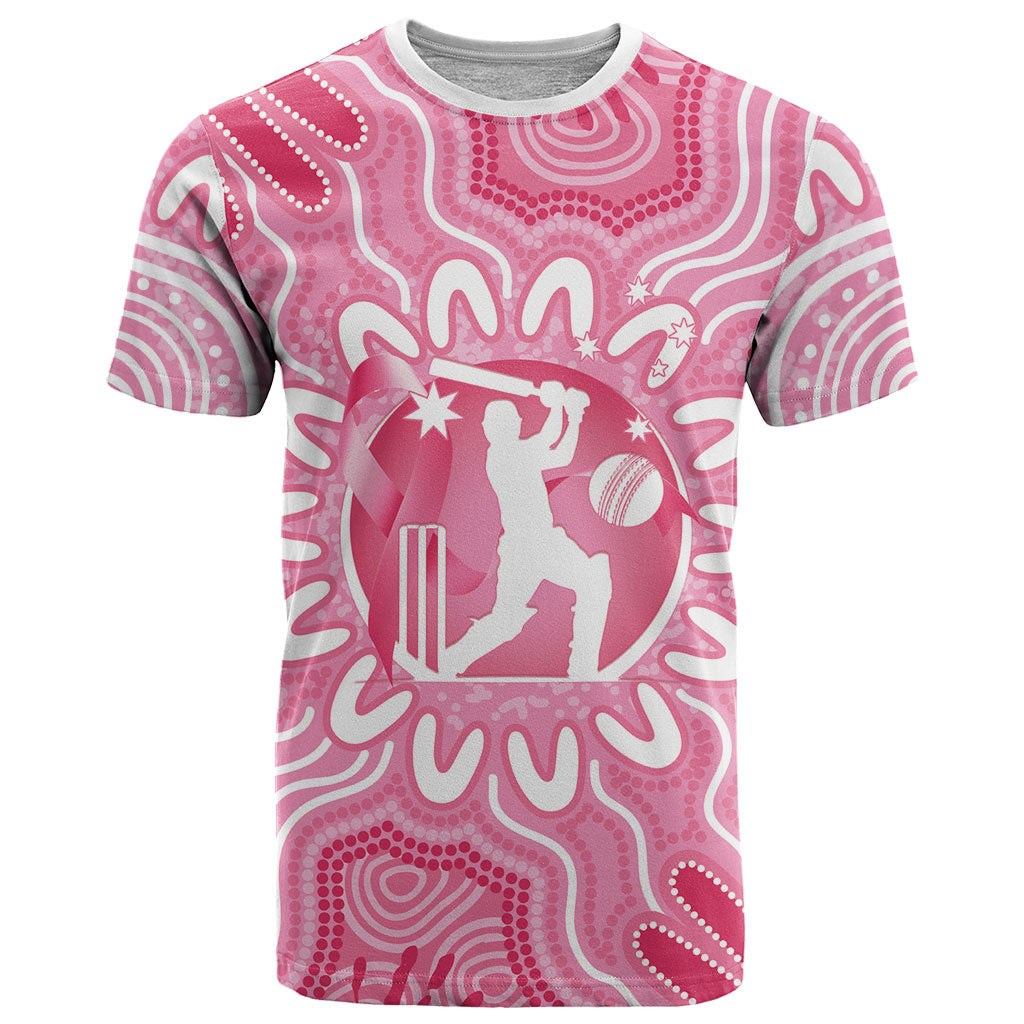 Australia Cricket Breast Cancer Personalised T Shirt Pink Ribbon Aboriginal Art