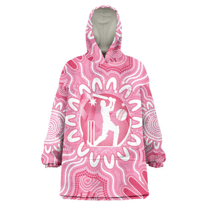 Australia Cricket Breast Cancer Personalised Wearable Blanket Hoodie Pink Ribbon Aboriginal Art
