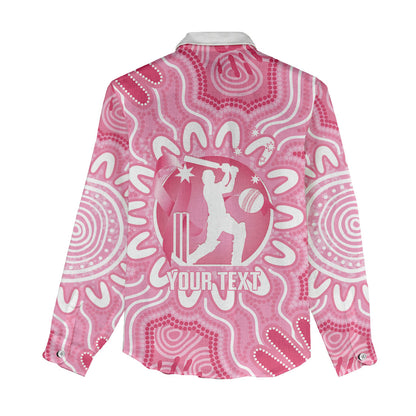 Australia Cricket Breast Cancer Personalised Women Casual Shirt Pink Ribbon Aboriginal Art