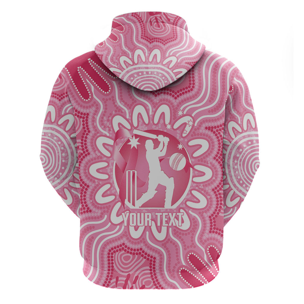 Australia Cricket Breast Cancer Personalised Zip Hoodie Pink Ribbon Aboriginal Art