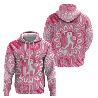 Australia Cricket Breast Cancer Personalised Zip Hoodie Pink Ribbon Aboriginal Art