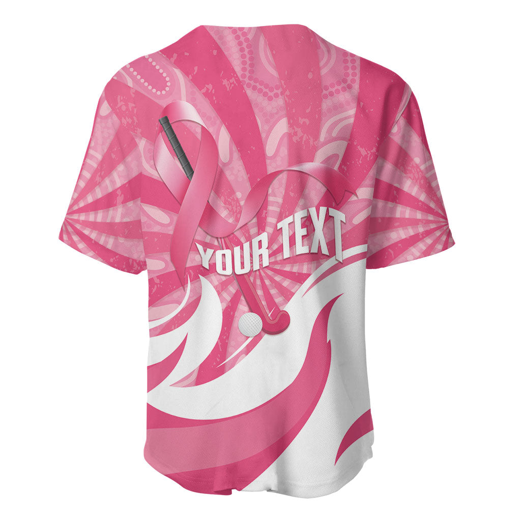 Australia Field Hockey Breast Cancer Personalised Baseball Jersey Think Pink Ribbon Aboriginal Art