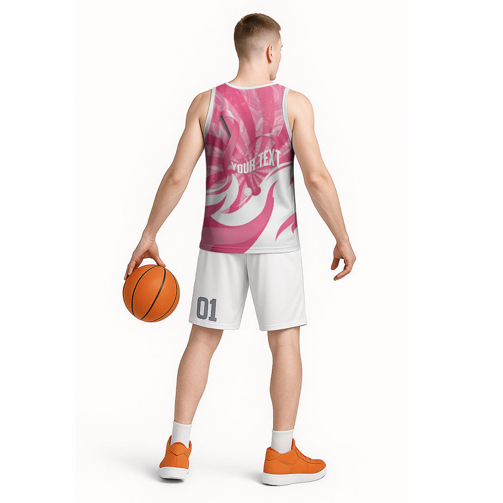 Australia Field Hockey Breast Cancer Personalised Basketball Jersey Think Pink Ribbon Aboriginal Art