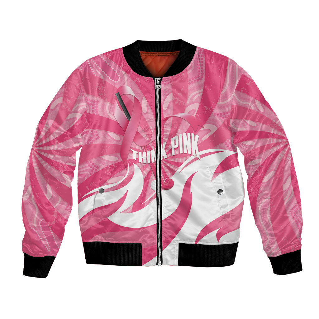 Australia Field Hockey Breast Cancer Personalised Bomber Jacket Think Pink Ribbon Aboriginal Art