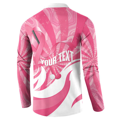 Australia Field Hockey Breast Cancer Personalised Button Sweatshirt Think Pink Ribbon Aboriginal Art