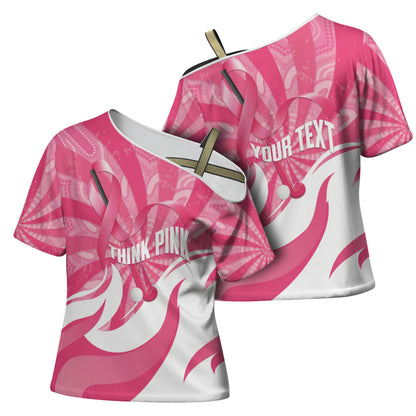 Australia Field Hockey Breast Cancer Personalised Cross Shoulder Shirt Think Pink Ribbon Aboriginal Art