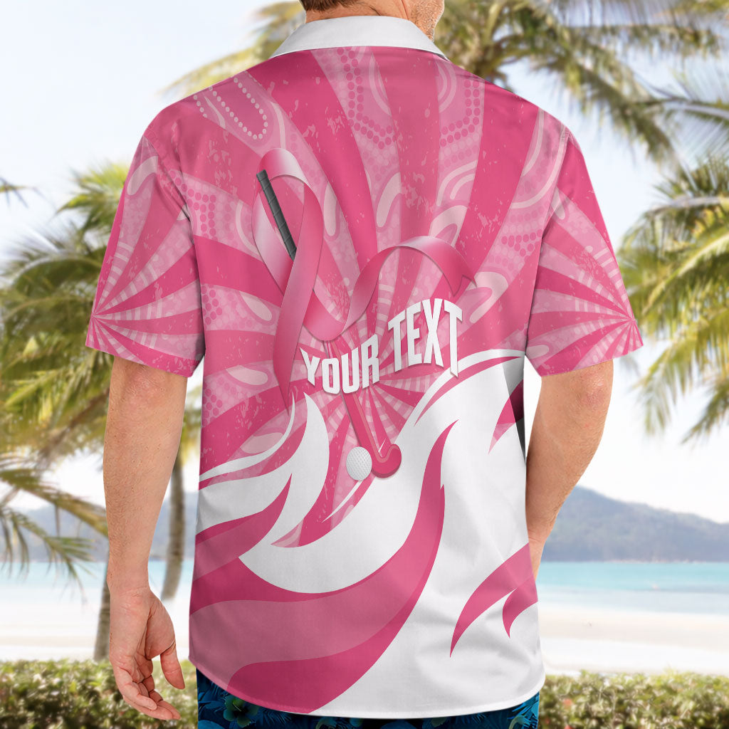 Australia Field Hockey Breast Cancer Personalised Hawaiian Shirt Think Pink Ribbon Aboriginal Art