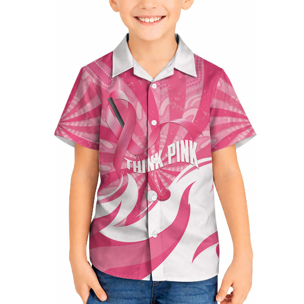 Australia Field Hockey Breast Cancer Personalised Hawaiian Shirt Think Pink Ribbon Aboriginal Art