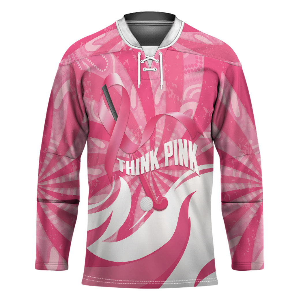 Australia Field Hockey Breast Cancer Personalised Hockey Jersey Think Pink Ribbon Aboriginal Art