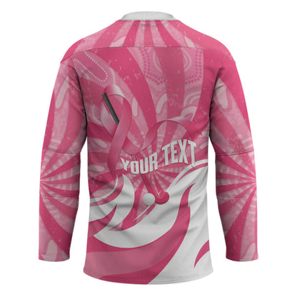 Australia Field Hockey Breast Cancer Personalised Hockey Jersey Think Pink Ribbon Aboriginal Art