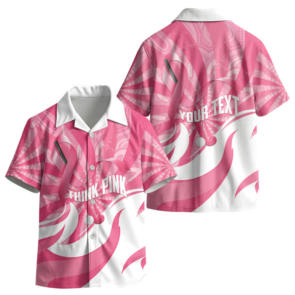 Australia Field Hockey Breast Cancer Personalised Kid Hawaiian Shirt Think Pink Ribbon Aboriginal Art
