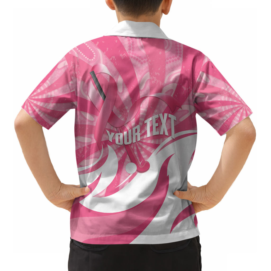 Australia Field Hockey Breast Cancer Personalised Kid Hawaiian Shirt Think Pink Ribbon Aboriginal Art