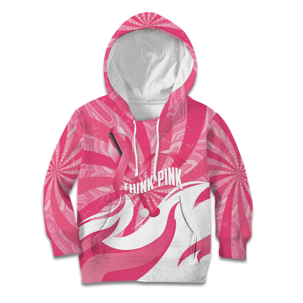 Australia Field Hockey Breast Cancer Personalised Kid Hoodie Think Pink Ribbon Aboriginal Art