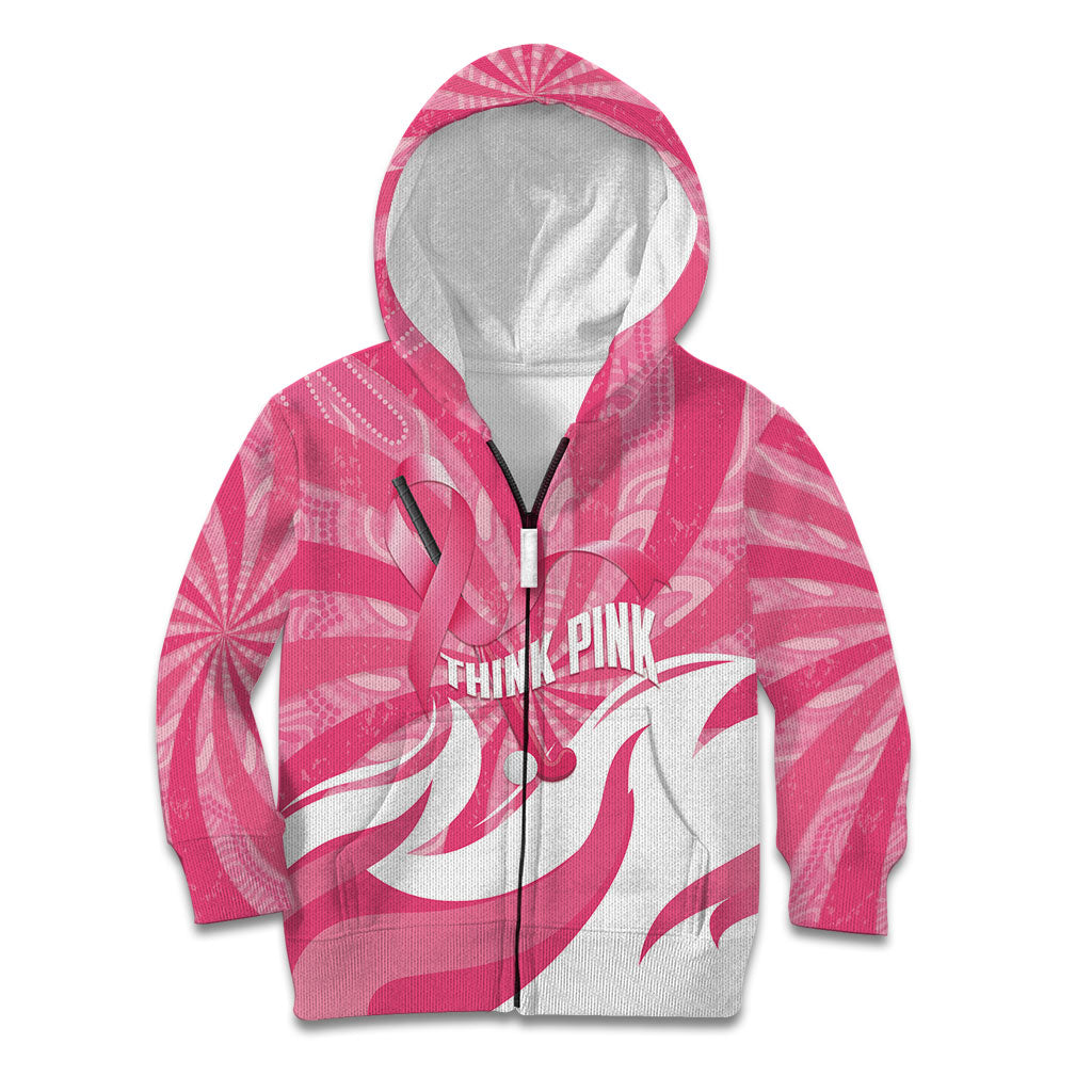 Australia Field Hockey Breast Cancer Personalised Kid Hoodie Think Pink Ribbon Aboriginal Art
