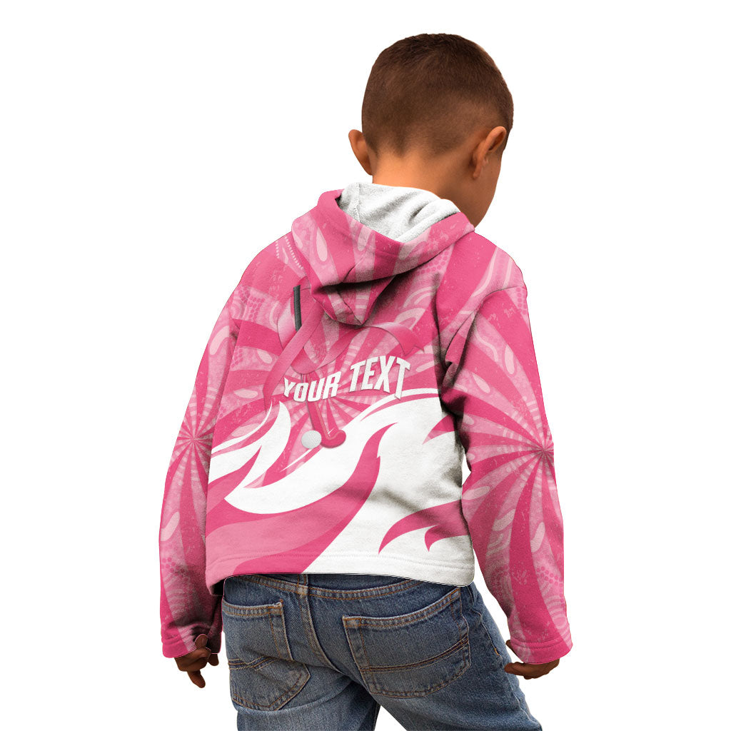 Australia Field Hockey Breast Cancer Personalised Kid Hoodie Think Pink Ribbon Aboriginal Art