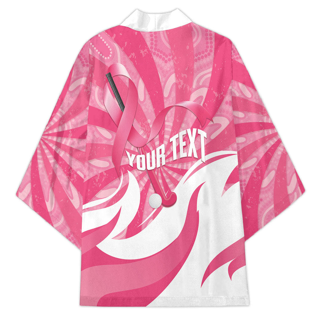 Australia Field Hockey Breast Cancer Personalised Kimono Think Pink Ribbon Aboriginal Art