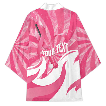 Australia Field Hockey Breast Cancer Personalised Kimono Think Pink Ribbon Aboriginal Art
