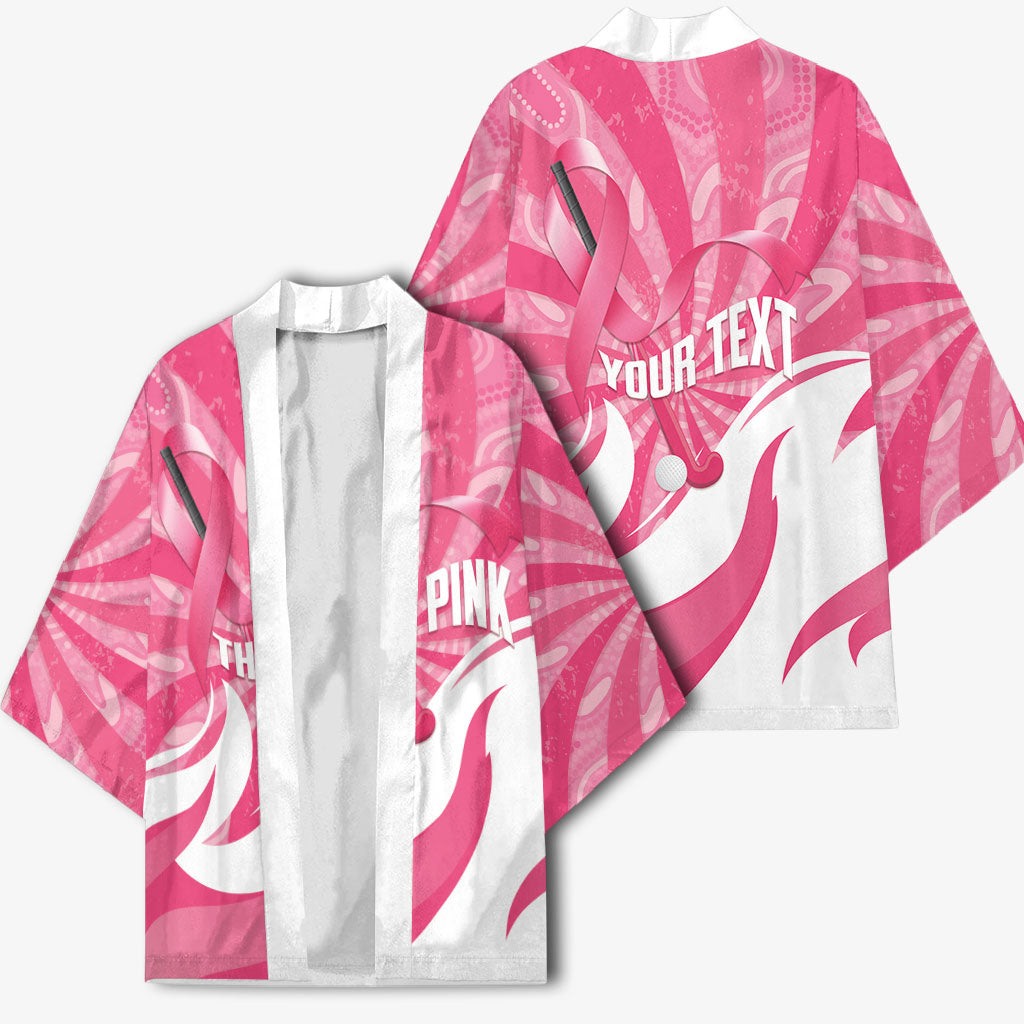 Australia Field Hockey Breast Cancer Personalised Kimono Think Pink Ribbon Aboriginal Art