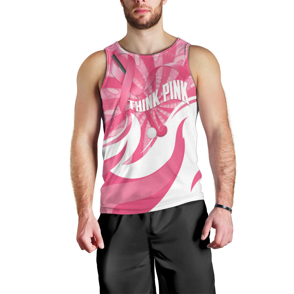 Australia Field Hockey Breast Cancer Personalised Men Tank Top Think Pink Ribbon Aboriginal Art