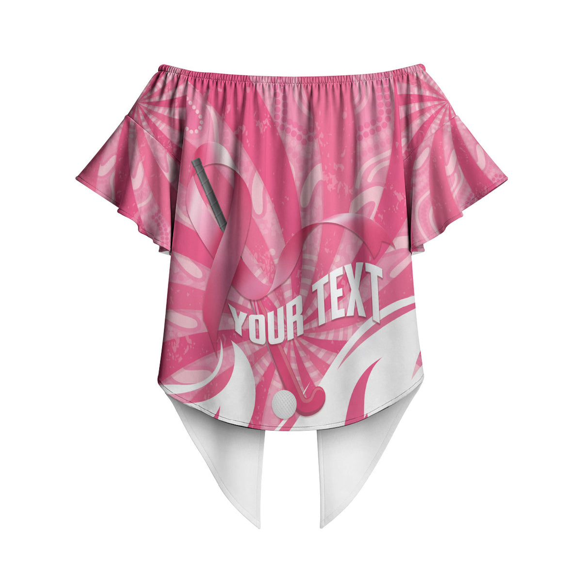 Australia Field Hockey Breast Cancer Personalised Off Shoulder Wrap Waist Top Think Pink Ribbon Aboriginal Art